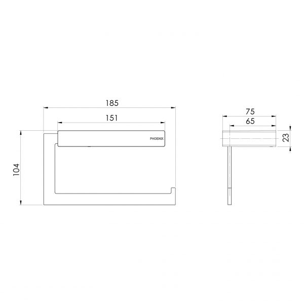 Specification diagram - Lexi MKII Toilet Roll Holder