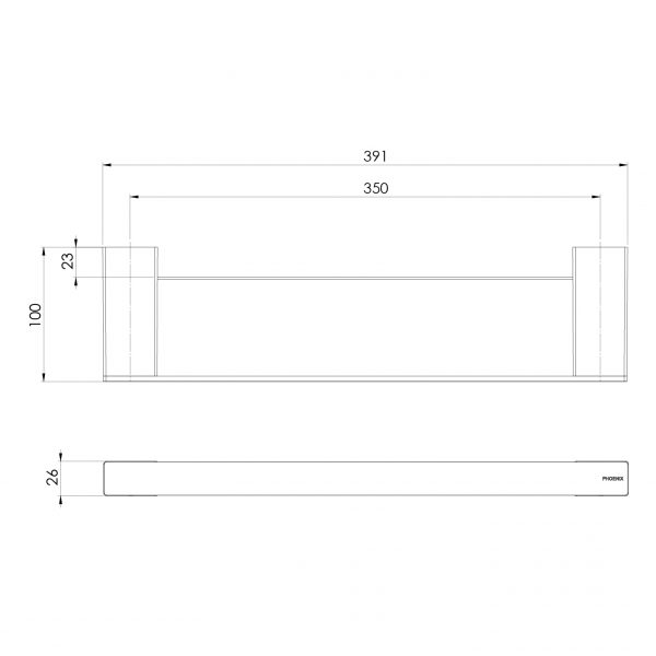 Specification diagram - Lexi MKII Shower Shelf