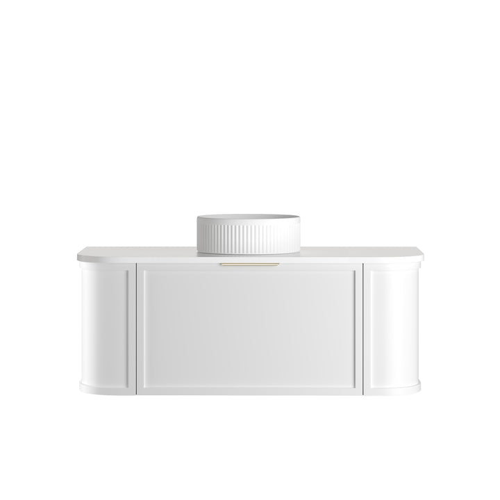 Hampshire 1200mm Satin White Wall Hung Curve Vanity - Ultra Delux Stone Top (Silica Free Matte White)