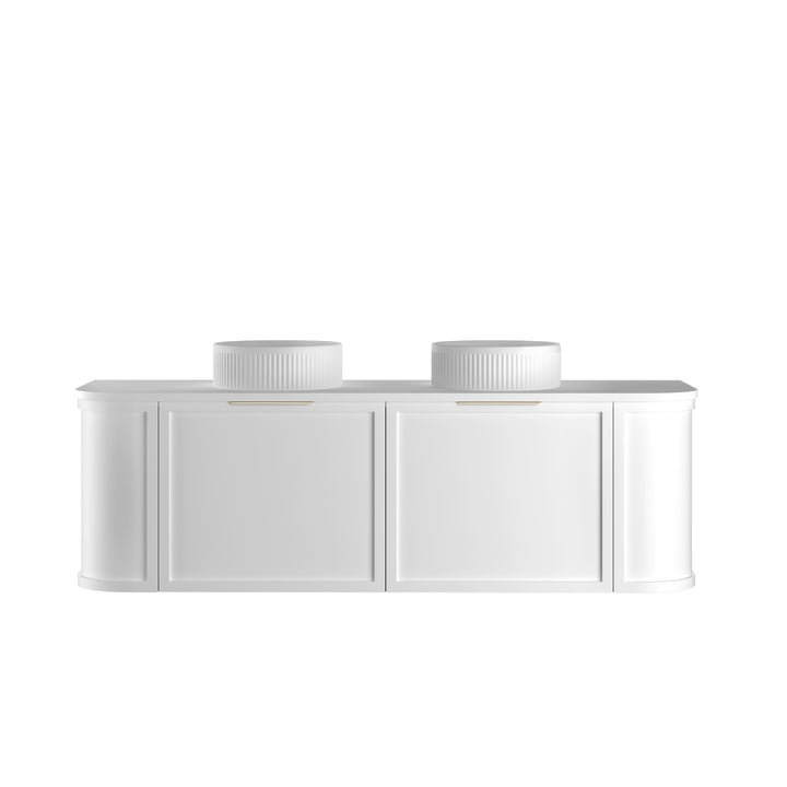 Hampshire 1500mm Satin White Wall Hung Curve Vanity - Ultra Delux Stone Top (Silica Free Matte White)