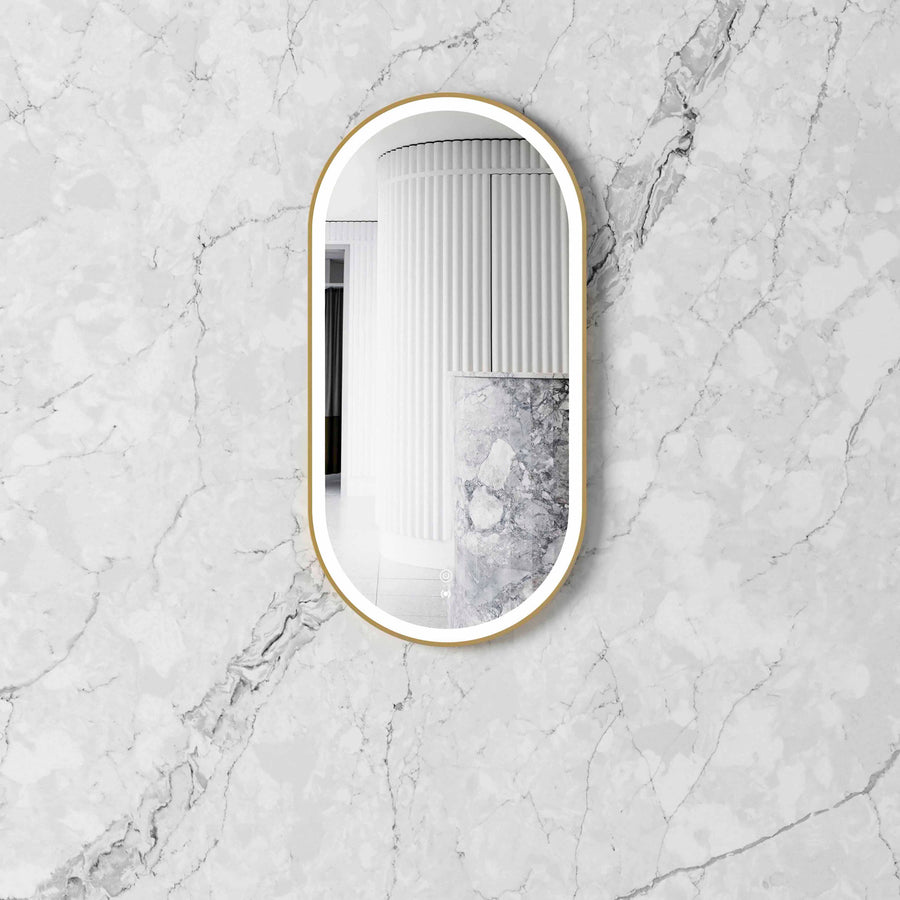 LED Noosa 900(H)x450(W) Gold Metal Frame Tuffi Mirror