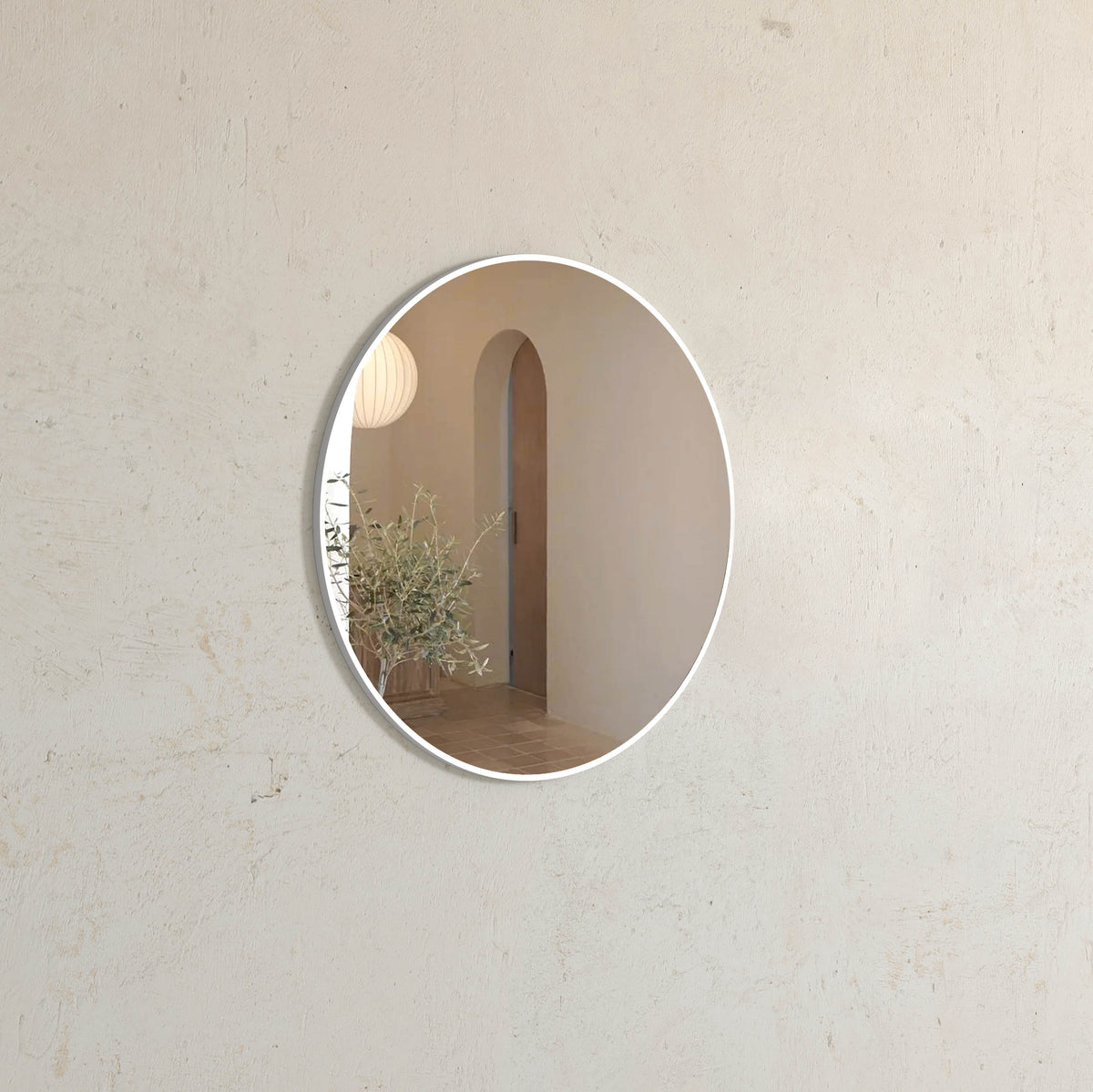 London 700mm White Metal Frame Tuffi Mirror