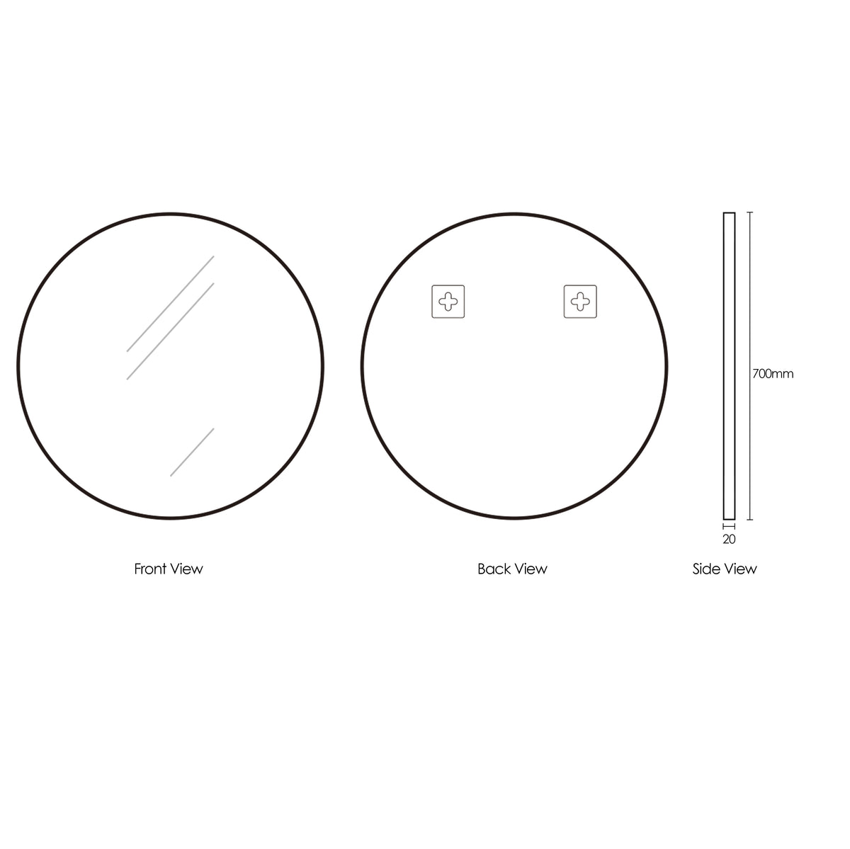 London 700mm White Metal Frame Tuffi Mirror