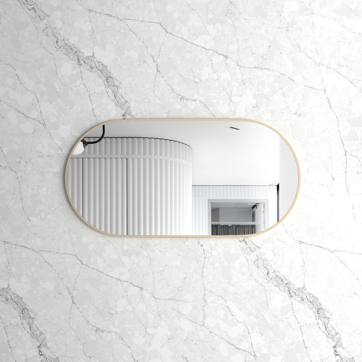 Noosa 1200(W)x600(H) Gold Metal Frame Tuffi Mirror- Install Horizontal or Vertical