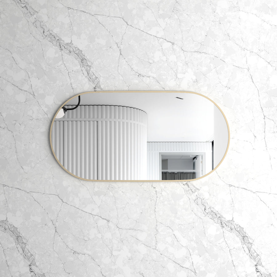 Noosa 1200(W)x600(H) Gold Metal Frame Tuffi Mirror- Install Horizontal or Vertical