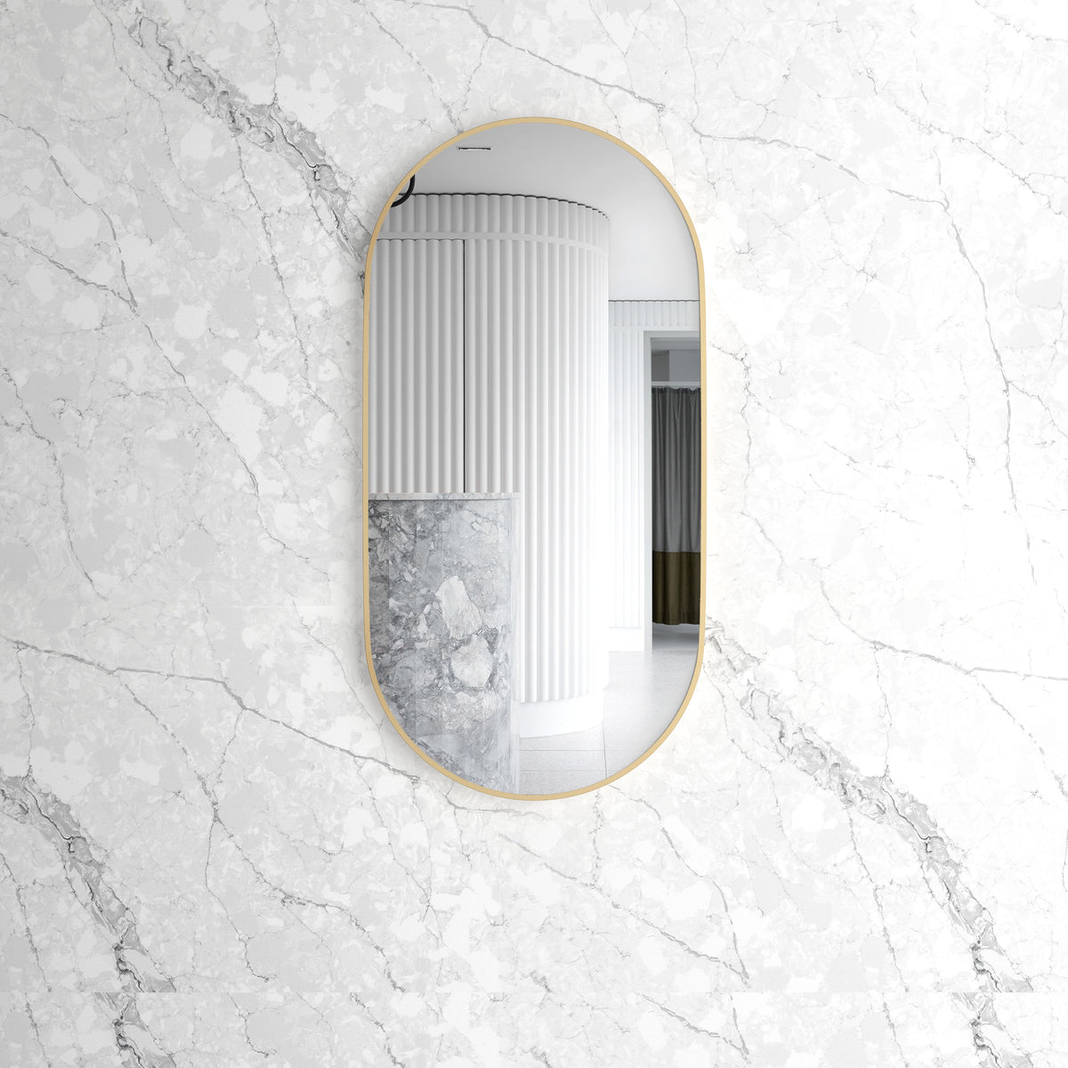 Noosa 1200(W)x600(H) Gold Metal Frame Tuffi Mirror- Install Horizontal or Vertical