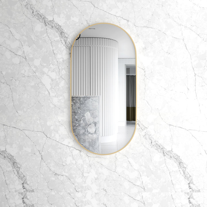 Noosa 1200(W)x600(H) Gold Metal Frame Tuffi Mirror- Install Horizontal or Vertical