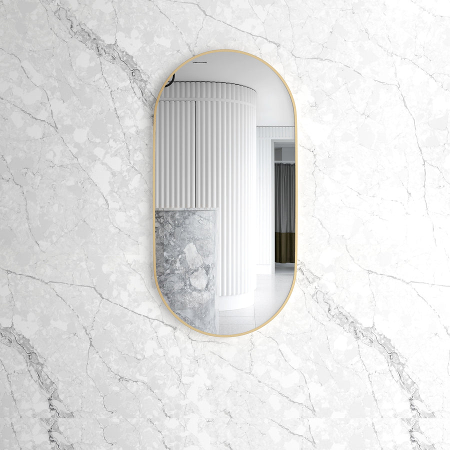 Noosa 1200(W)x600(H) Gold Metal Frame Tuffi Mirror- Install Horizontal or Vertical