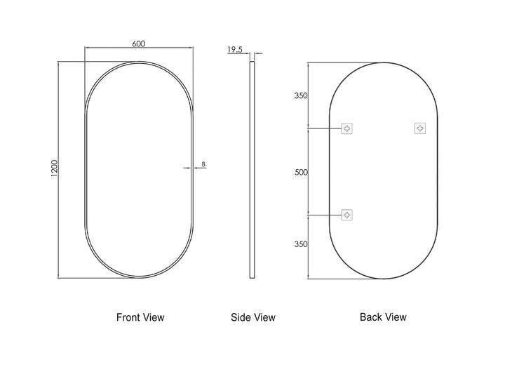 Noosa 1200(W)x600(H) Gold Metal Frame Tuffi Mirror- Install Horizontal or Vertical