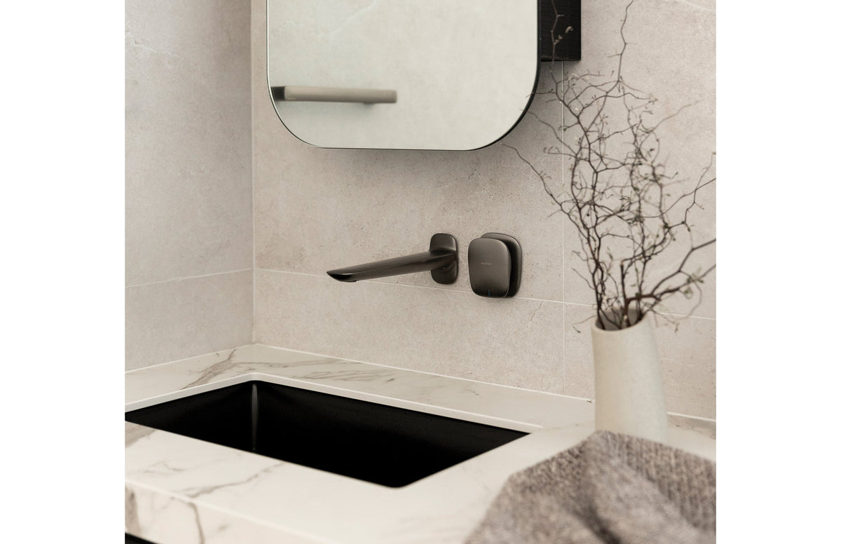 Nuage Wall Basin / Bath Mixer Set 200mm - Lead Free - Brushed Carbon