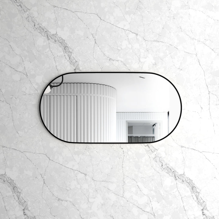 Noosa 1200(W)x600(H) Black Metal Frame Tuffi Mirror- Install Horizontal or Vertical
