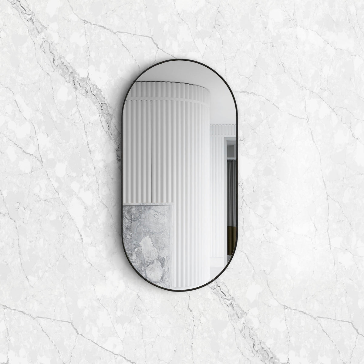Noosa 1200(W)x600(H) Black Metal Frame Tuffi Mirror- Install Horizontal or Vertical