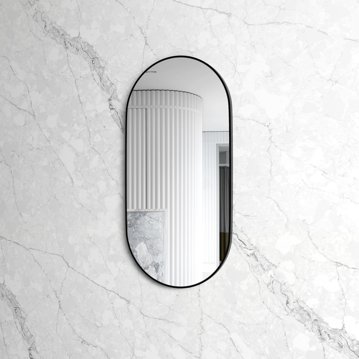 Noosa 1200(W)x600(H) Black Metal Frame Tuffi Mirror- Install Horizontal or Vertical