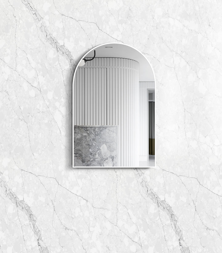 Archie 900(H)x600(W) White Metal Framed Tuffi Mirror
