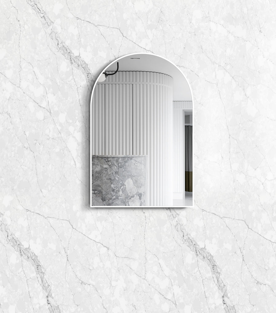 Archie 900(H)x600(W) White Metal Framed Tuffi Mirror