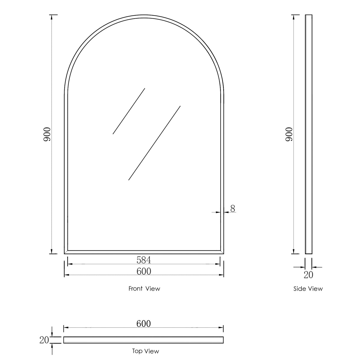 Archie 900(H)x600(W) White Metal Framed Tuffi Mirror