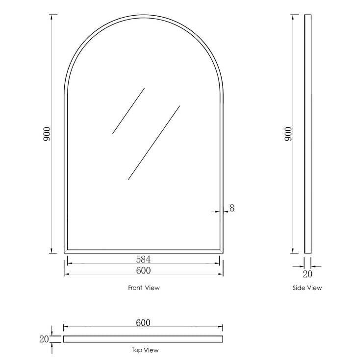 Archie 900(H)x600(W) White Metal Framed Tuffi Mirror