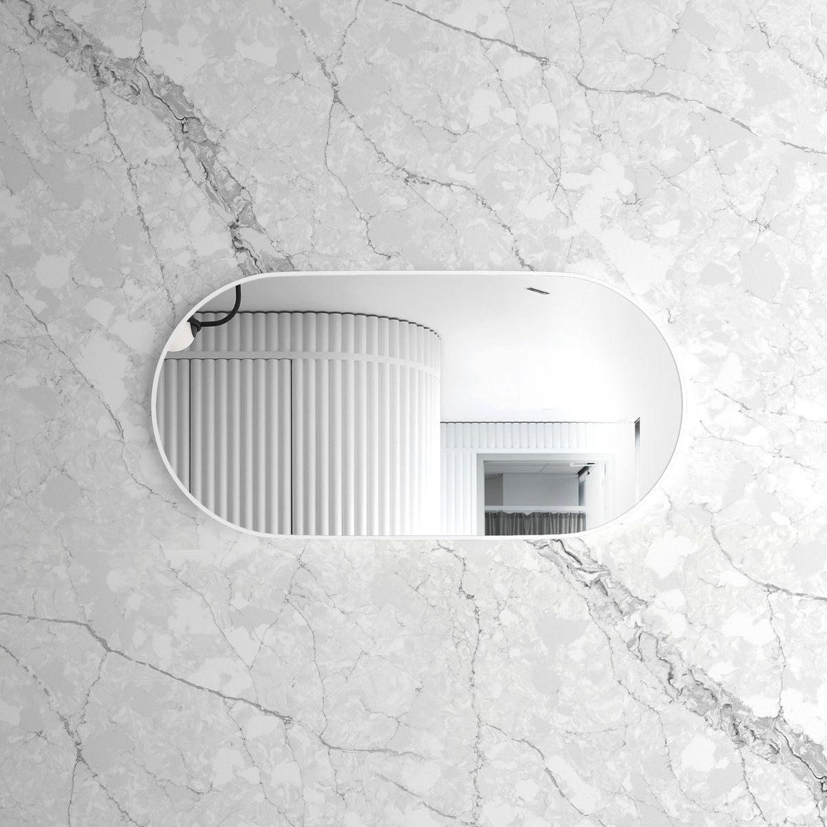 Noosa 1200(W)x600(H) White Metal Frame Tuffi Mirror- Install Horizontal or Vertical