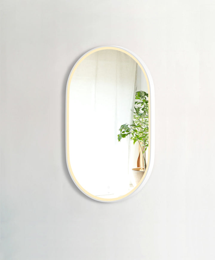 LED Noosa 900(H)x600(W) White Metal Frame Tuffi Mirror- Install Horizontal or Vertical