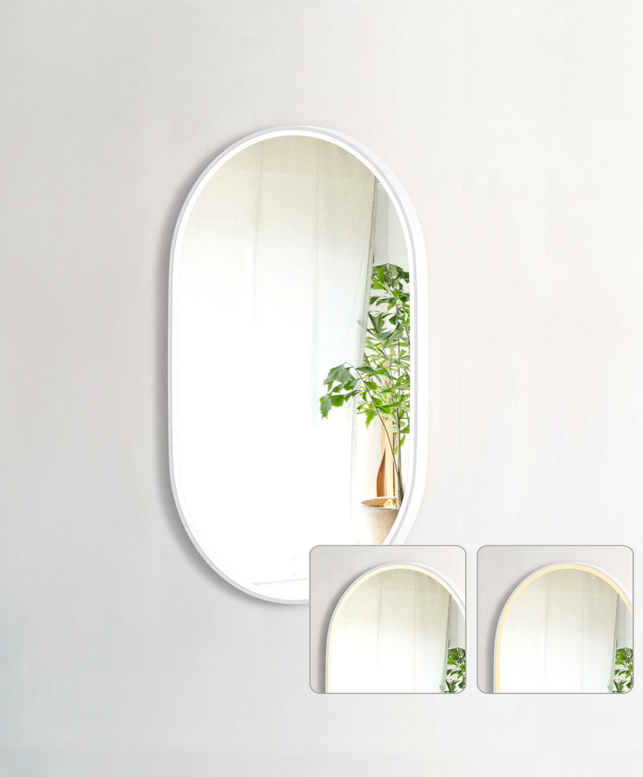 LED Noosa 900(H)x600(W) White Metal Frame Tuffi Mirror- Install Horizontal or Vertical