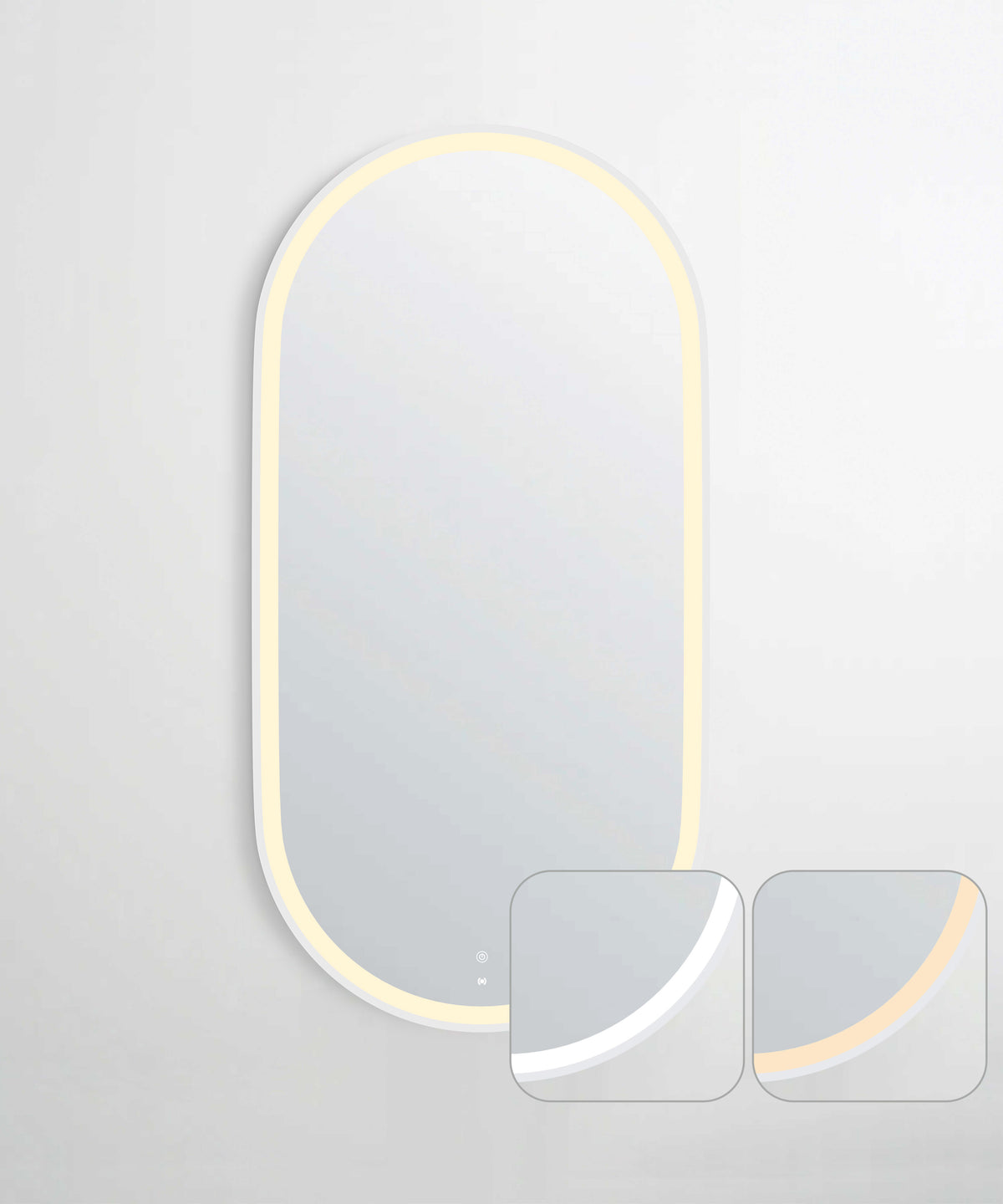 LED Noosa 900(H)x450(W) White Metal Frame Tuffi Mirror