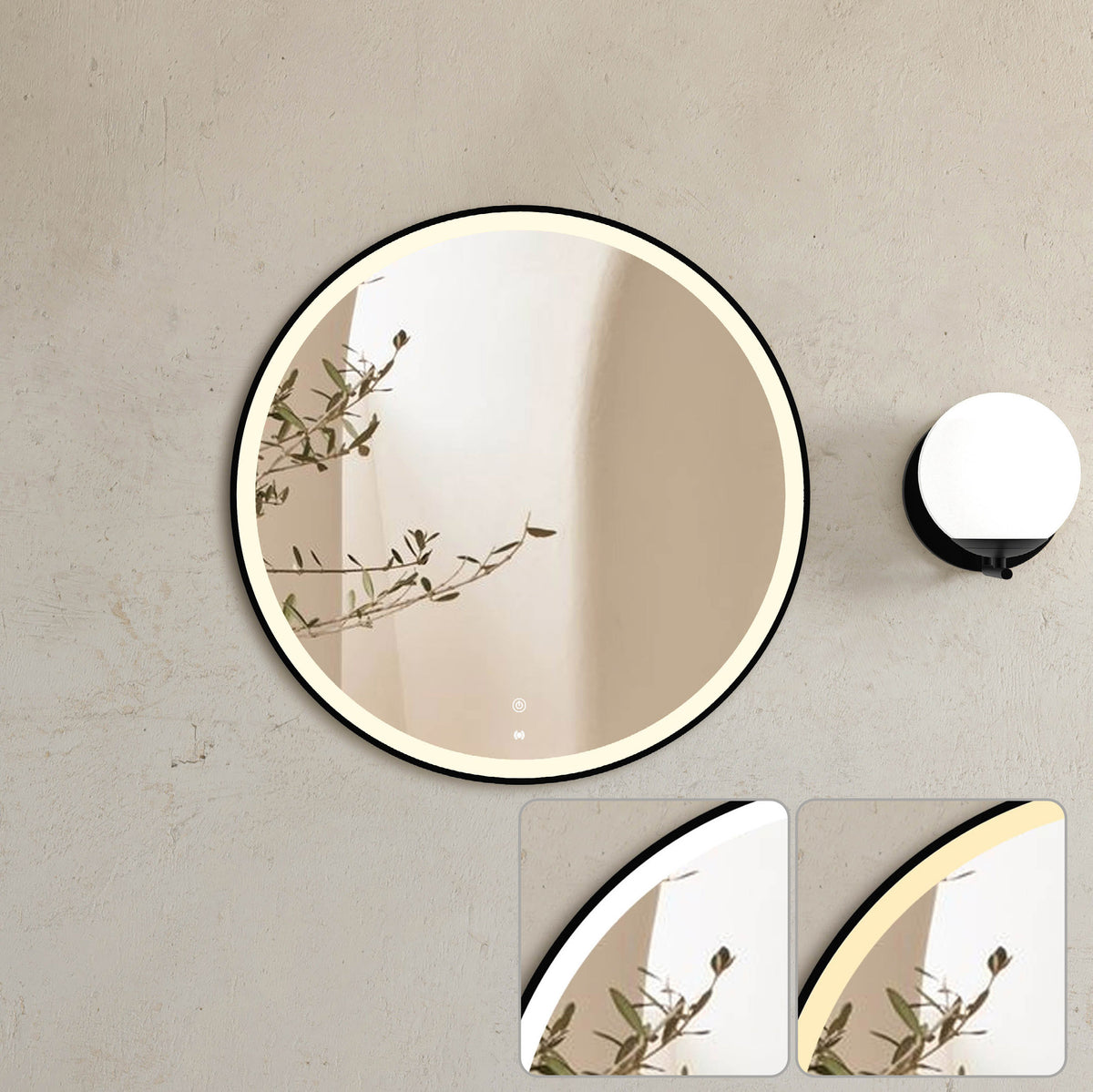 LED Bondi 800mm Black Metal Frame Tuffi Mirror