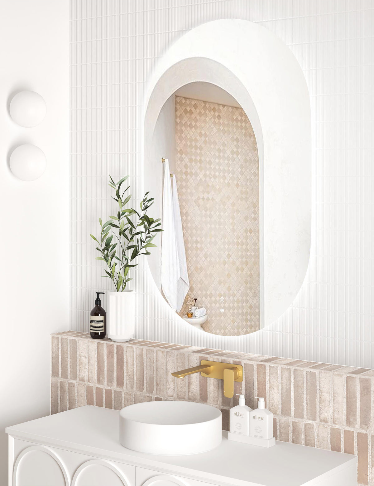 LED Noosa 1200(W)x750(H) Frameless Tuffi Mirror - Install Horizontal or Vertical