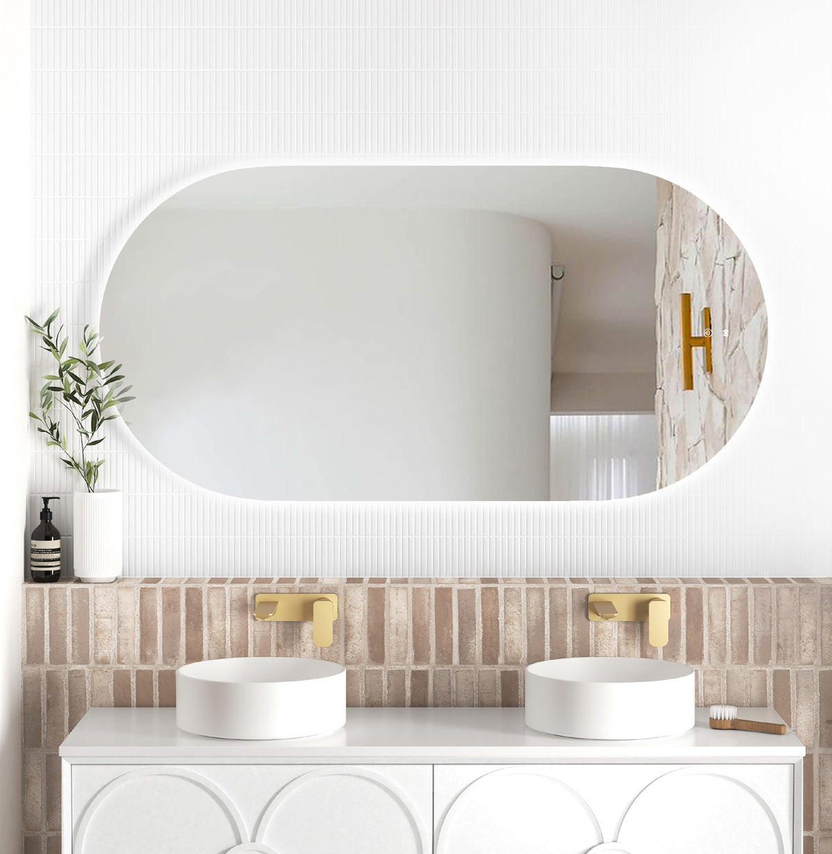 LED Noosa 1500(W)x750(H) Frameless Tuffi Mirror - Install Horizontal or Vertical