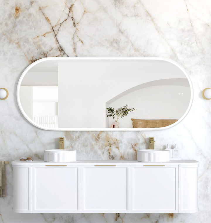 LED Noosa 1800(W)x750(H) White Metal Frame Mirror, Install Horizontal or Vertical main view