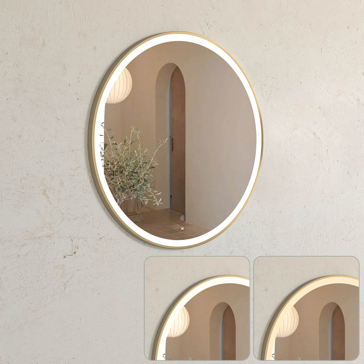 LED Bondi 800mm Gold Metal Frame Tuffi Mirror view 3