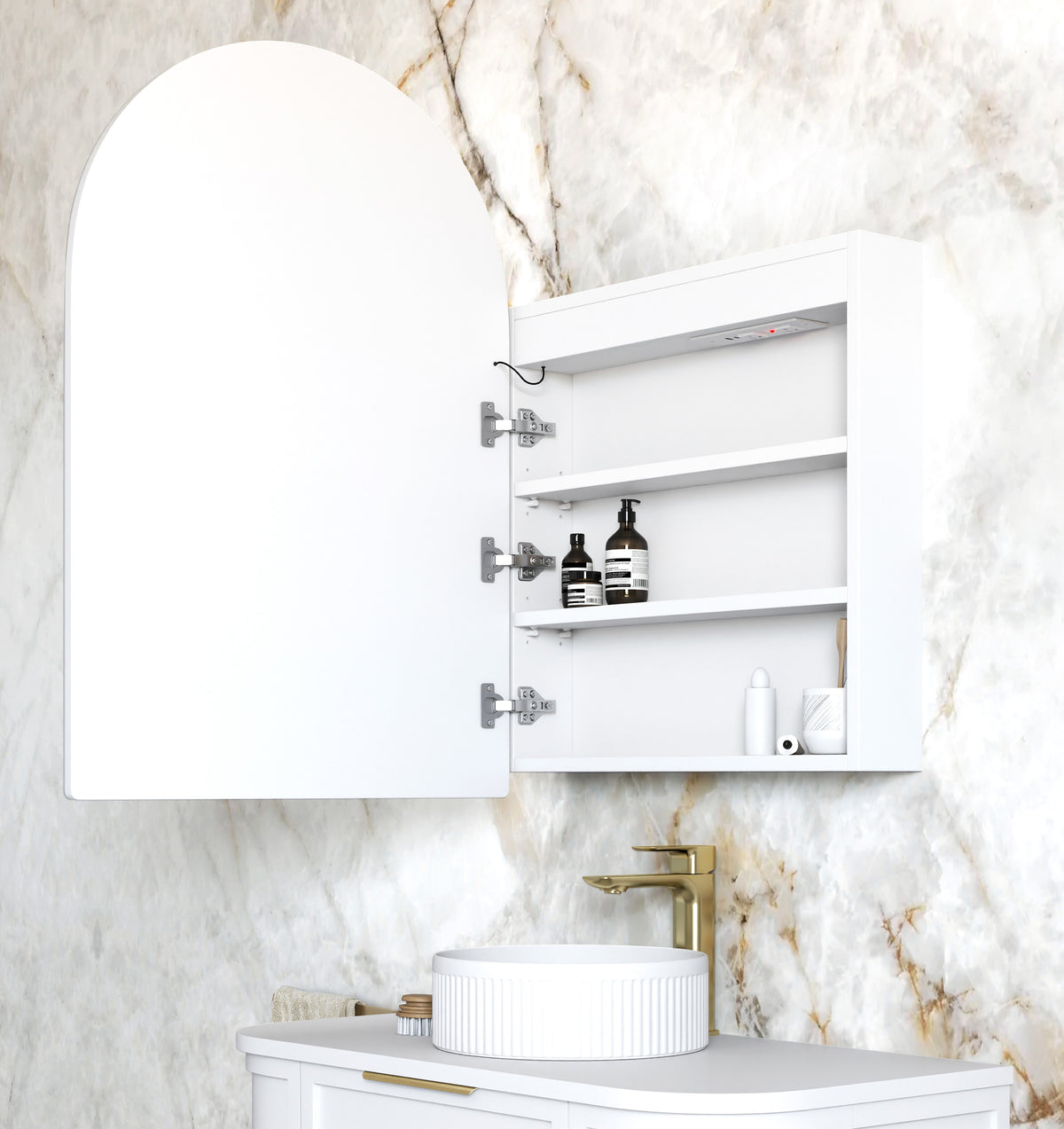 LED Archie 900(H)x600(W) White Shaving Cabinet - Premium Edition