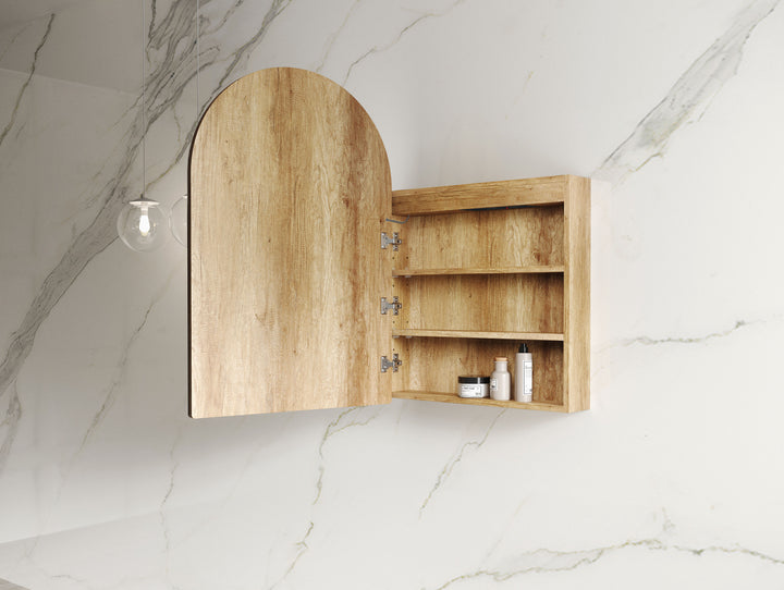 LED Archie 900(H)x600(W) Natural Oak Shaving Cabinet - Premium Edition