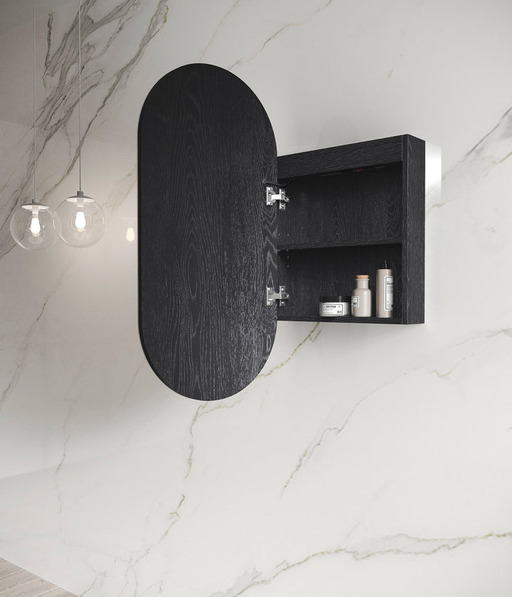 LED Noosa 900(H)x450(W) Black Oak Shaving Cabinet - Premium Edition
