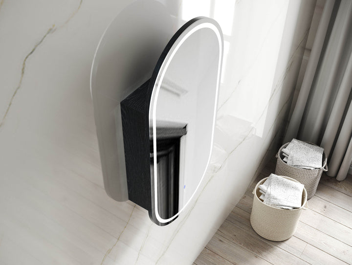 LED Noosa 900(H)x450(W) Black Oak Shaving Cabinet - Premium Edition