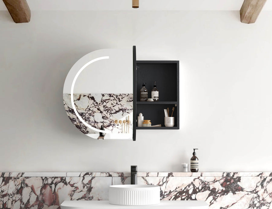 LED Bondi 900(W)x600(H) Black Oak Shaving Cabinet - Premium Edition