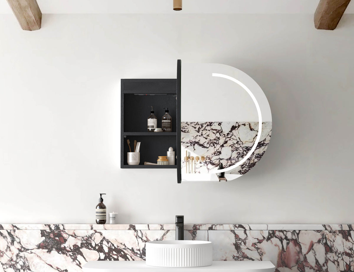LED Bondi 900(W)x600(H) Black Oak Shaving Cabinet - Premium Edition