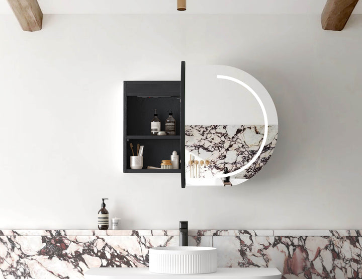 LED Bondi 900(W)x600(H) Black Oak Shaving Cabinet - Premium Edition