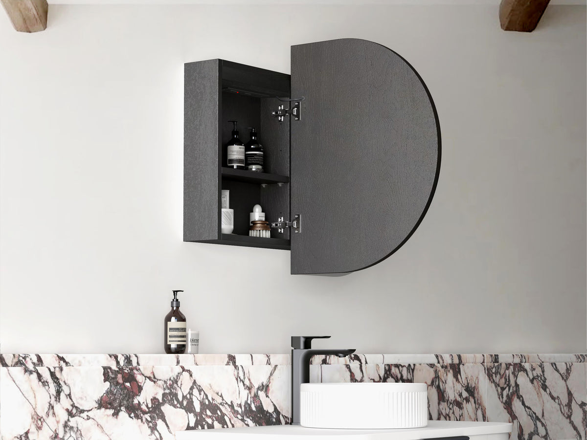 LED Bondi 900(W)x600(H) Black Oak Shaving Cabinet - Premium Edition