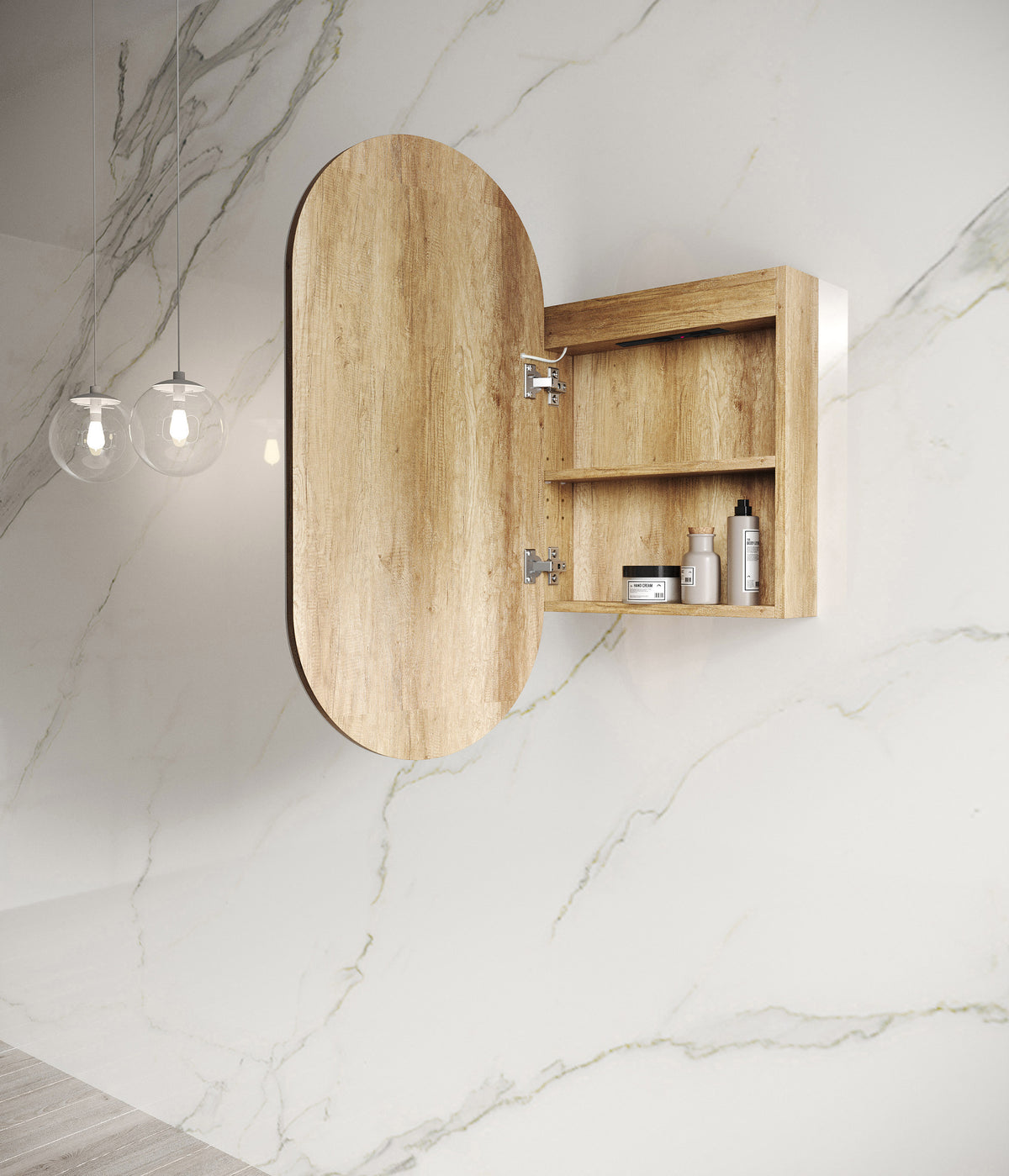 LED Noosa 900(H)x450(W) Natural Oak Shaving Cabinet - Premium Edition