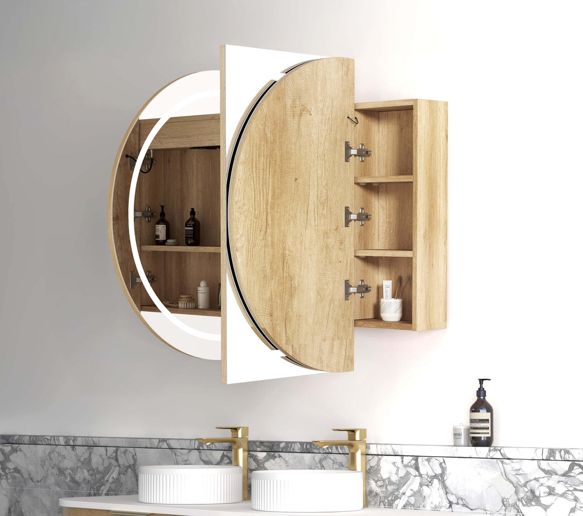 LED Bondi 1500(W)x900(H) Natural Oak Shaving Cabinet - Premium Edition