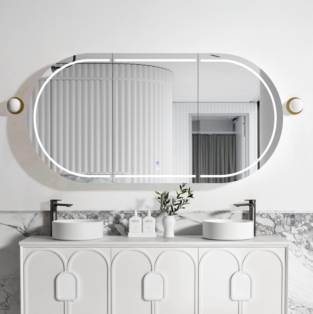 LED Bondi 1800(W)x900(H) White Shaving Cabinet Premium Edition main view