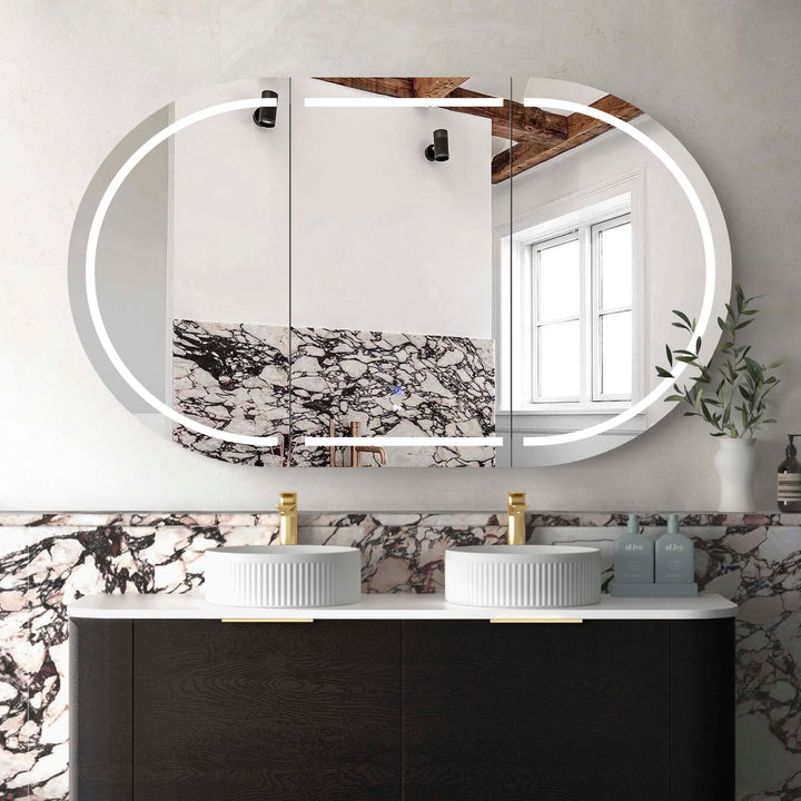 LED Bondi 1500(W)x900(H) Black Oak Shaving Cabinet Premium Edition main view