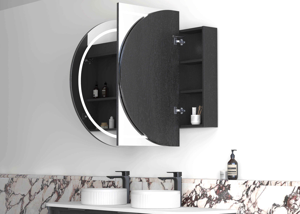 LED Bondi 1500(W)x900(H) Black Oak Shaving Cabinet Premium Edition view 3