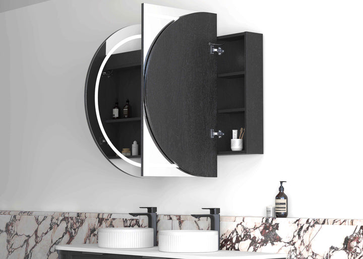 LED Bondi 1500(W)x900(H) Black Oak Shaving Cabinet Premium Edition view 3