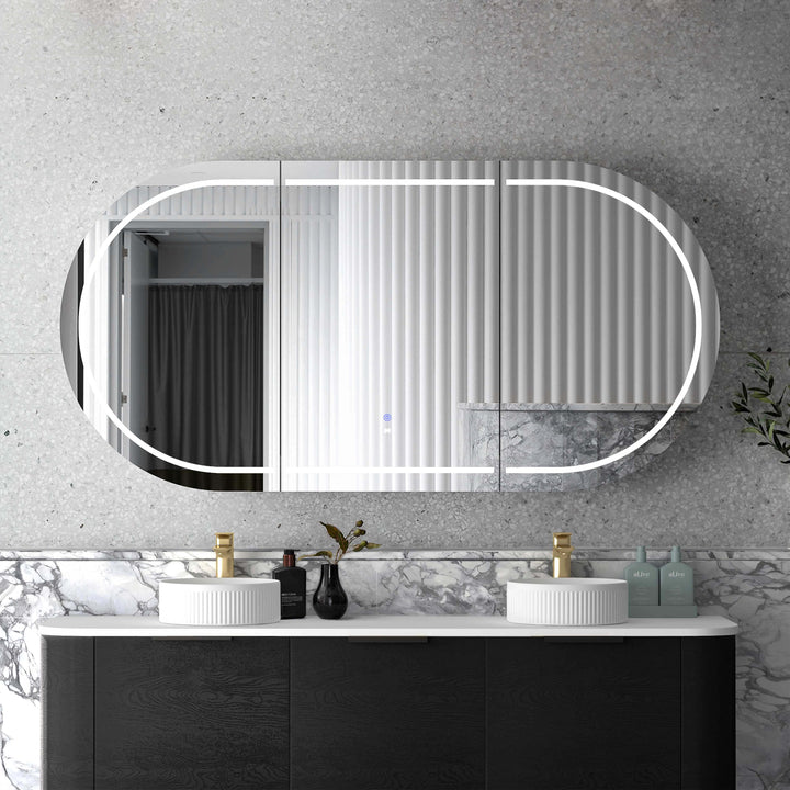 LED Bondi 1800(W)x900(H) Black Oak Shaving Cabinet Premium Edition main view