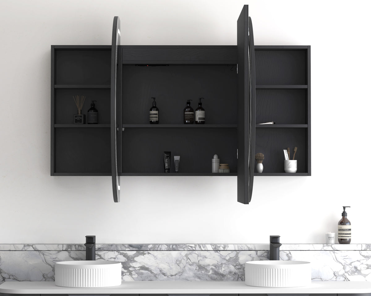 LED Bondi 1800(W)x900(H) Black Oak Shaving Cabinet Premium Edition view 2