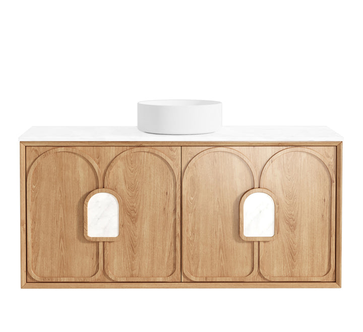 Laguna Mark II 1200mm Woodland Oak Wall Hung Vanity - Ultra Delux Stone Top (Silica Free Matte White)