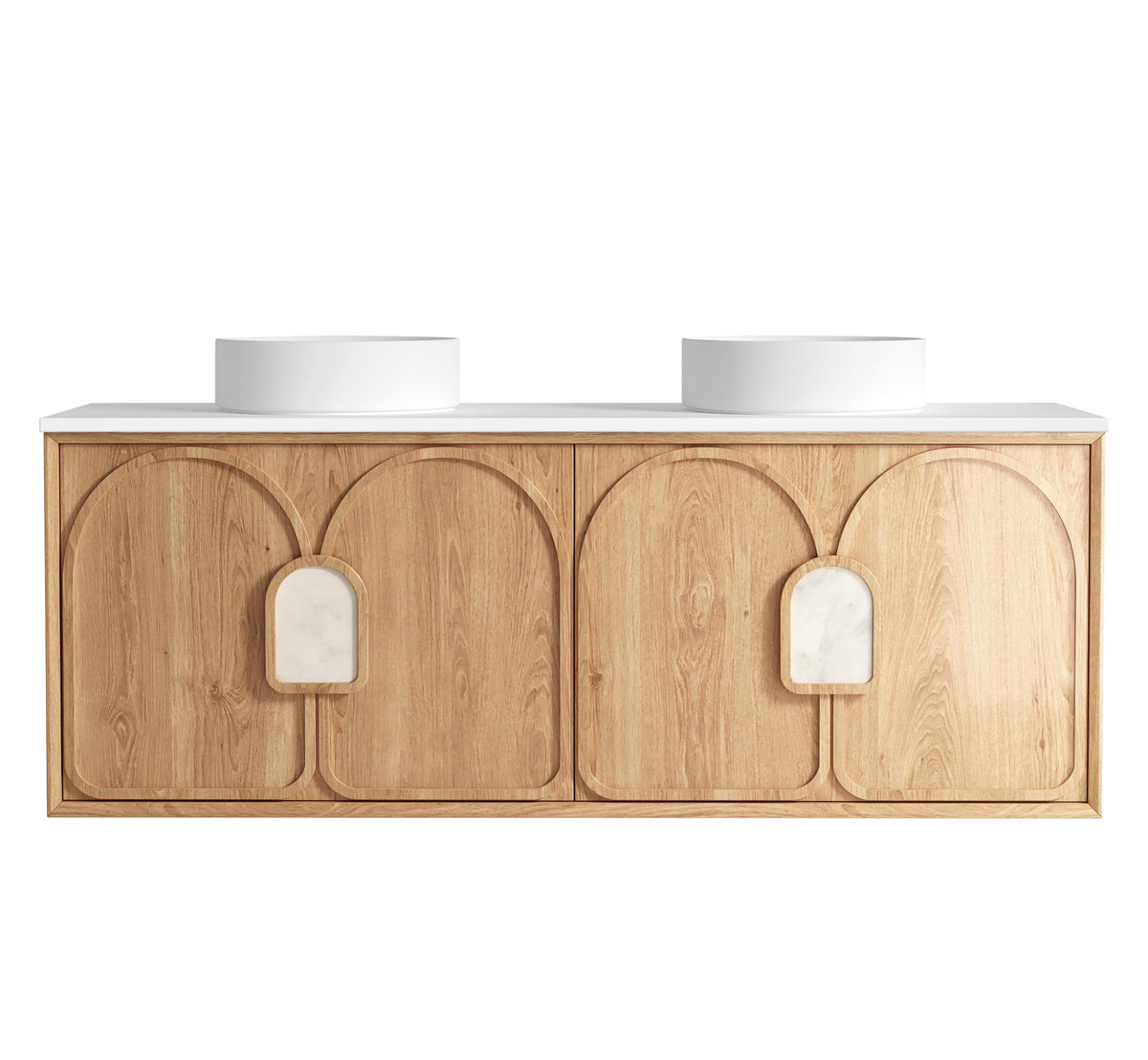 Laguna Mark II 1500mm Woodland Oak Wall Hung Vanity - Ultra Delux Stone Top (Silica Free Matte White)