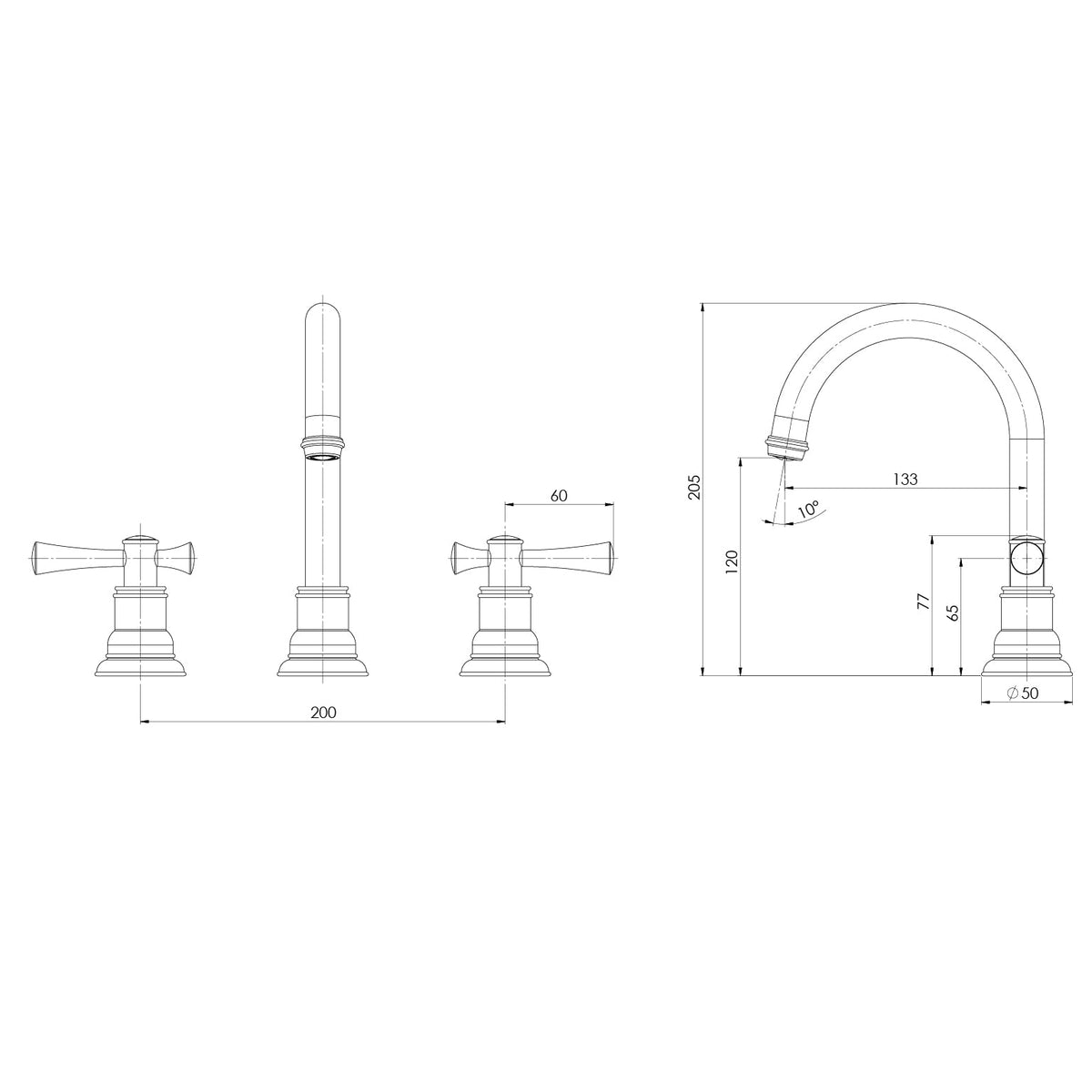 Cromford Basin Set line drawing / dimensions
