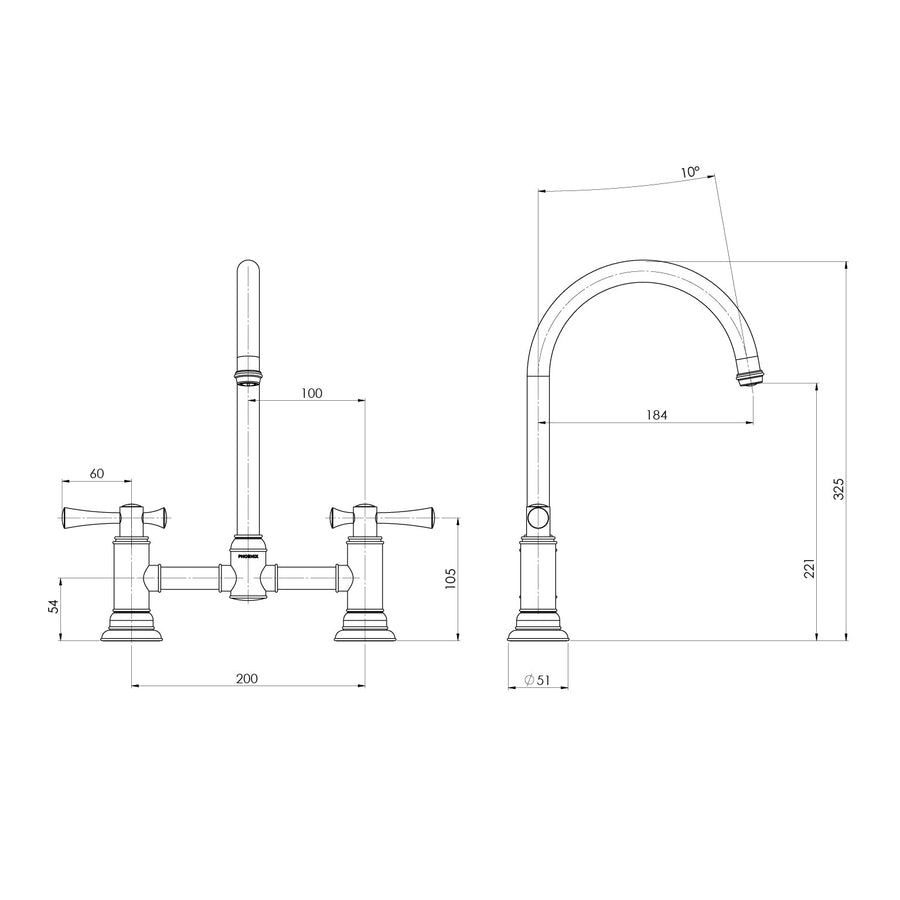 Cromford Exposed Sink Set 180mm - Brushed Bronze